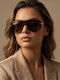 AV Sunglasses Alexia Unisex Sonnenbrillen mit Braunen Horn umrandeten Rahmen und Braunen Gläsern