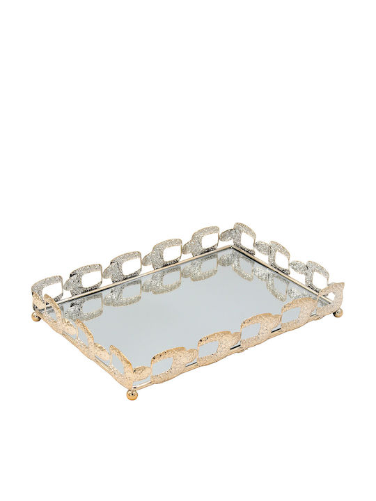 Keskor Decorative Metallic Tray with Mirror 31x21x5cm