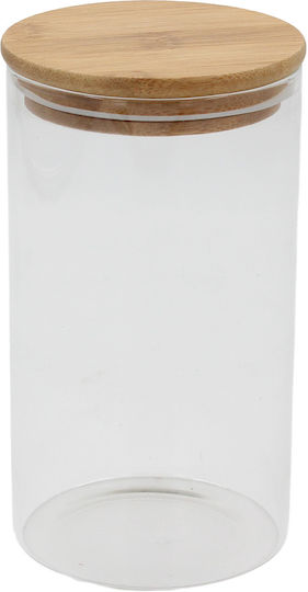 Βάζο Αποθήκευσης Γυάλινο 700 Ml Φ8,5χ15,5 Εκ Ξύλινο Καπάκι Keskor 62575