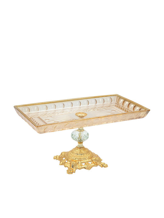 Keskor Glass Gold Cake Stand 33x18x17cm