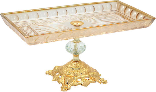 Keskor Kuchenteller Glas Gold 33x18x17cm