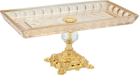 Keskor Τουρτιέρα Γυάλινη Χρυσή 28x14x12εκ.