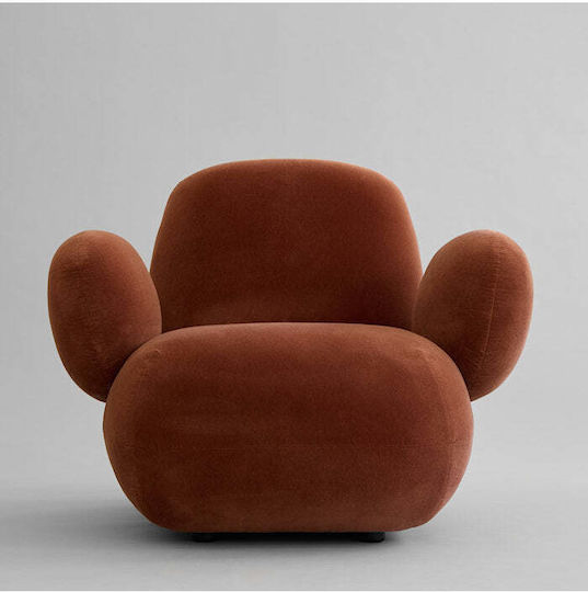 Relax Armchair with Footstool Velvet Rust Terracotta