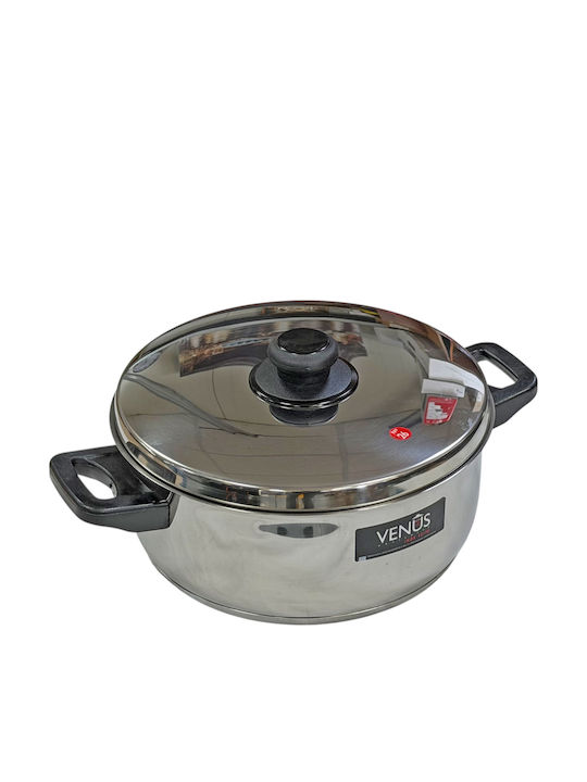 Venus Stainless Steel Shallow Pot 4.1lt / 37cm