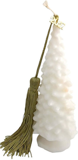 Kalliopi Silver Weihnachtskerze Weiß 18x7cm
