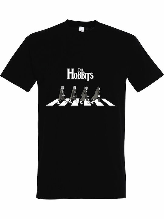 T-shirt Унисекс Hobbits On Abbey Road Lotr Черен