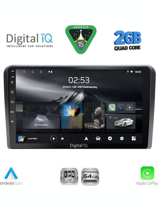 Digital IQ Car Audio System for Fiat Panda 2003-2012 (Bluetooth/USB/WiFi/GPS/Apple CarPlay/Android Auto) with 9" Touch Screen