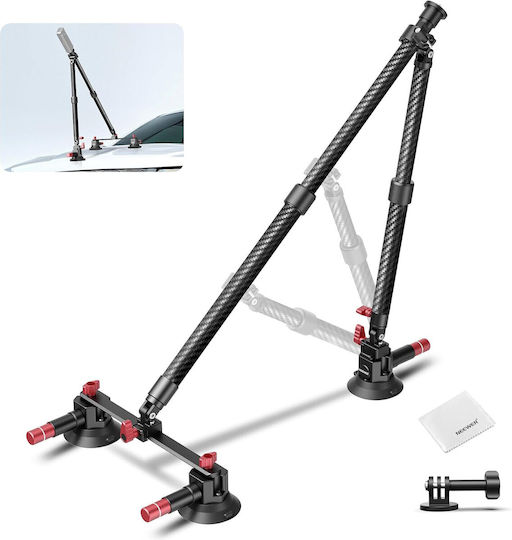 Neewer Ca136 Suport Auto Cu Trei Ventuze Sistem De Montare Pentru Cameră De Acțiune Compatibil GoPro Insta360 DJI Șină Nato Brațe Extensibile Din Fibră De Carbon Până La 60 Cm Sarcină Maximă 1 Kg Adaptor 1/4” Vlogging Pov Filmare Cod Produs 4307