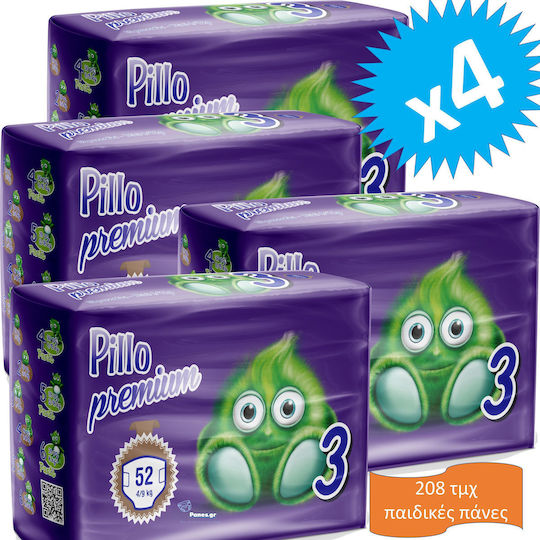 Pillo Памперси с лента Dryway Premium Midi No. 3 за 4-9kg 208бр
