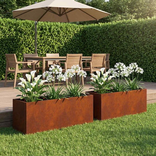 vidaXL Set of 2 Metallic Rusty Flower Pots 30cm