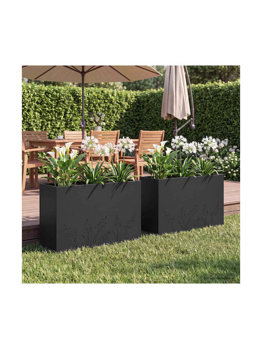 vidaXL Garden Set 2 Metallic Black Flower Pots