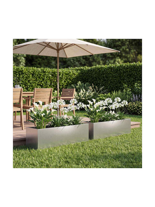 vidaXL Set of 2 Metallic Silver Flower Pots