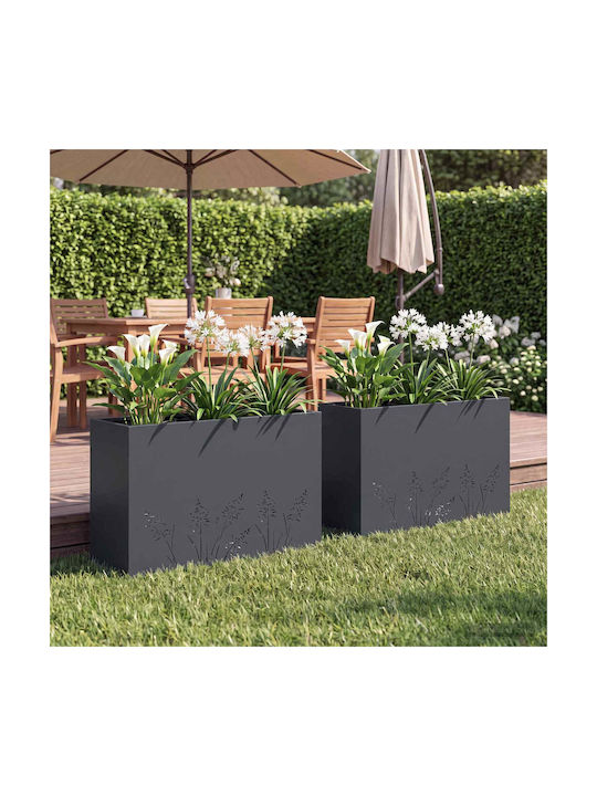 vidaXL Set of 2 Metallic Flower Pots Anthracite