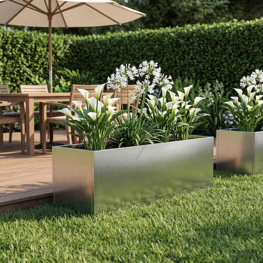 vidaXL Metallischer Silberner Blumentopf 40x20x20cm