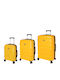 Seagull Hard Yellow Travel Suitcases with 4 Wheels Set of 3 Pieces