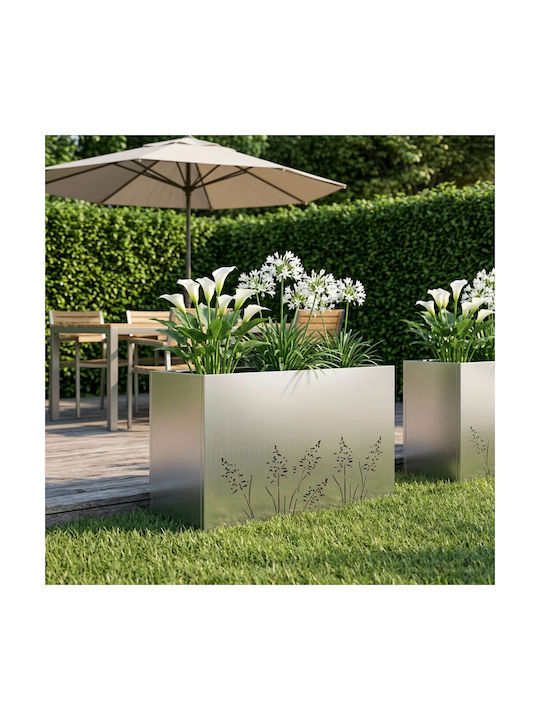 vidaXL Metallic Silver Flower Pot 80x30x49cm