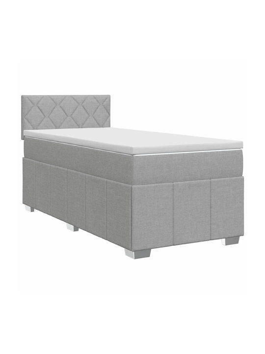 Ein Einzelbett Bezogen Mit Stoff Hellem Grau Mi...