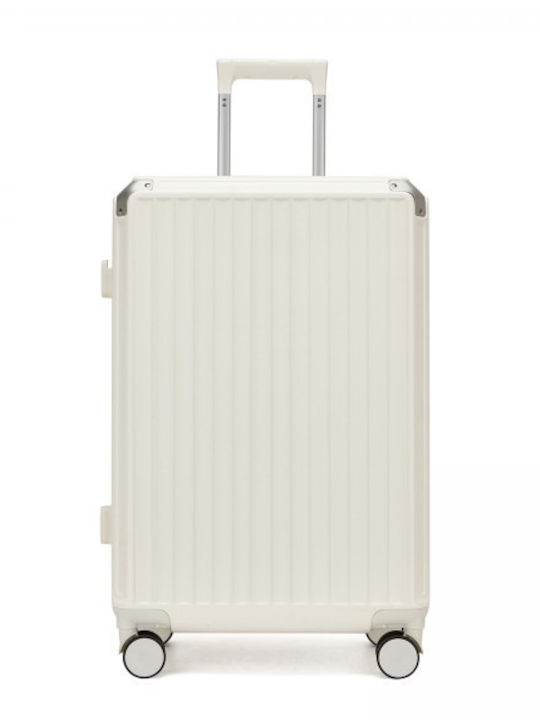 Miss Lulu Medium Hard White Travel Suitcase Height 66cm