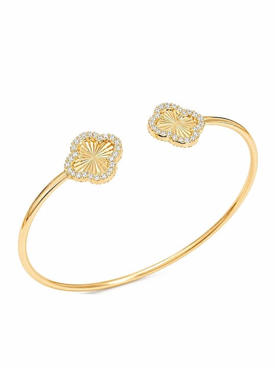 Senzio Belibasakis Women's Handcuff Bracelet in 9K Gold with Zircon