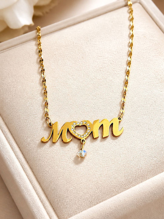 Mum Necklace From Gold Plated Steel
