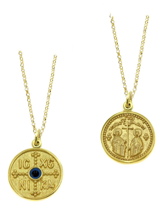 Polytimo Konstantin Halskette Talisman Auge aus Vergoldetem Silber Blau