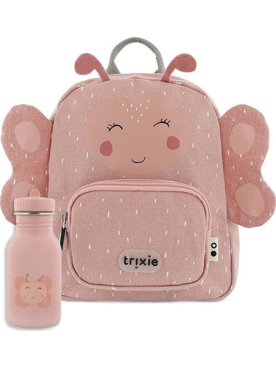 Trixie Butterfly Backpack - Stainless Steel Water Bottle 350ml School Set 23 x 10 x 31cm