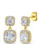 Kontopoulos Silver Gold Plated Dangle Earrings with Stones