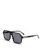 Men's Sunglasses with Black Horn-Rimmed Frame and Black Lens