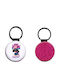 Leather Round Keychain Kpop Demon Hunters Glitter Fuchsia
