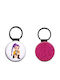 Leather Round Keychain Kpop Demon Hunters Glitter Fuchsia