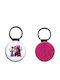 Breloc Rotund Din Piele Kpop Demon Hunters Sclipici Fuchsia