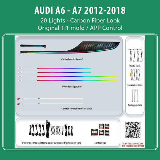 Diq Ambient Audi A6 A7 Carbon Digital Iq Ambient Light Audi A6 Mod 2012-2018 20 Lights Carbon Fiber Look