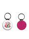 Leather Round Keychain Kpop Demon Hunters Glitter Fuchsia