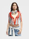 Archive Damen Crop Top Kurzärmelig Weiß