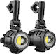 Lampa Lampa Moto Fog Lights Fog-X1 12V 20W 2123Lm 6000-6500K Φ76mm 4 LED Waterproof IP68 Wiring Mounts Φ24-26mm Set 2 Pcs 9158.1-LM 9158.1-LM