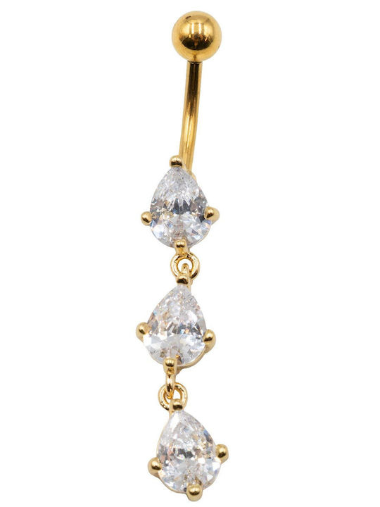Poco Loco Piercing pentru buric din oțel placat cu aur 1.6mm
