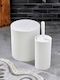 SteweHome Plastic Bathroom Brush and Bin Set 6.25lt Grey