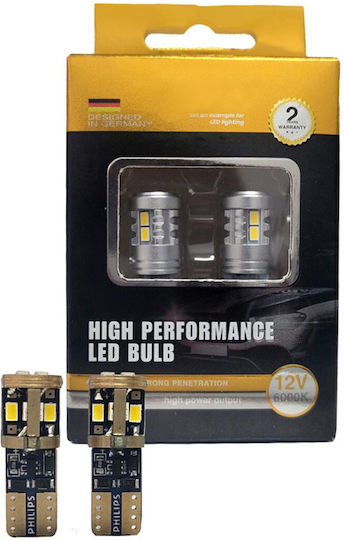 LED T10 12 Volt 5W 6000K White Light Full Canbus 2 Pieces