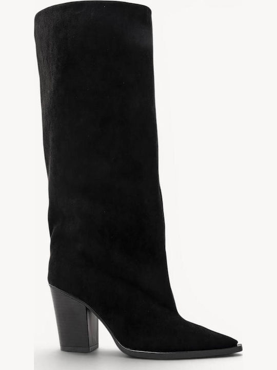 Black Boots High Neck Thick Heel