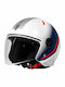 STR GP1 White/Blue/Red Motorcycle Helmet Jet ECE 22.06 with Sun Visor