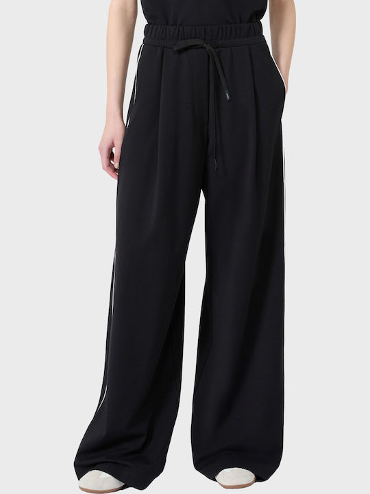 Pantaloni Largi Dama Cu Cauciuc Model Cu Dungi Negri