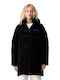 Long Women's Puffer Jacket for Winter Black