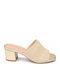 Damen Pantoletten mit Chunky Niedrigem Absatz in Gold Farbe
