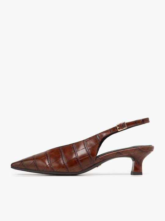 Leder Spitze Zehe Pumps mit Braun Absatzhöhe