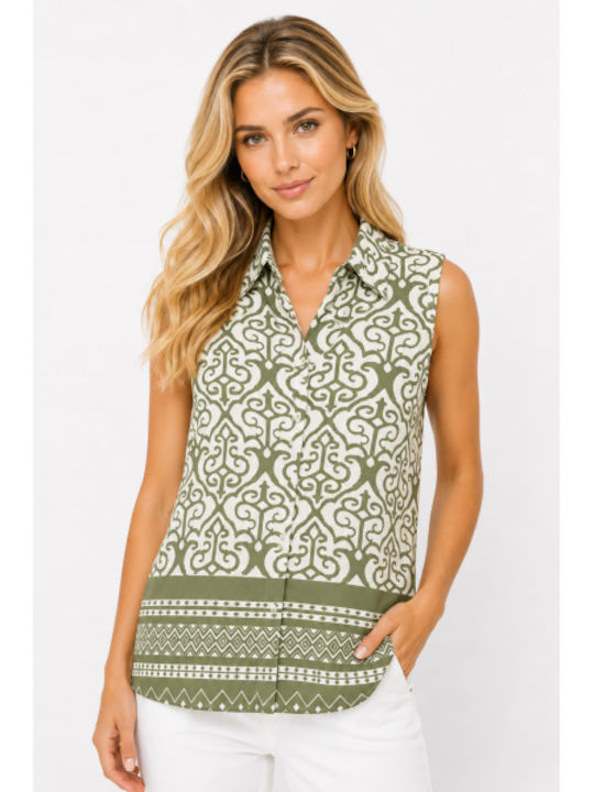 Sleeveless Women's Shirt Green SS-FY9389-26SH-GREEN
