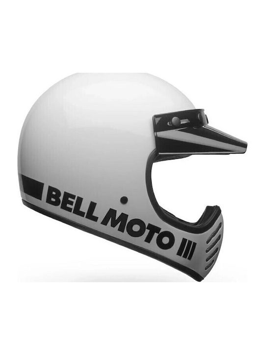 Bell Moto-3 Classic Gloss White Κράνος Μηχανής Motocross ECE 22.06 1250gr