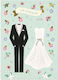 Marriage Greeting Card Embossed Green "Na Ziset...
