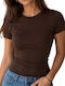 Short Sleeve Cotton Brown Women's Undershirt