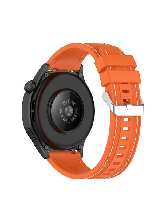 Silicone Strap 22mm Two Side Stitching Huawei Watch GT 6 6 Pro 22mm Orange White Line