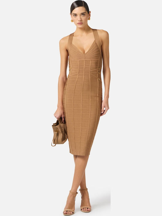 Elisabetta Franchi Πλεκτό Φόρεμα Βραδινό Brown